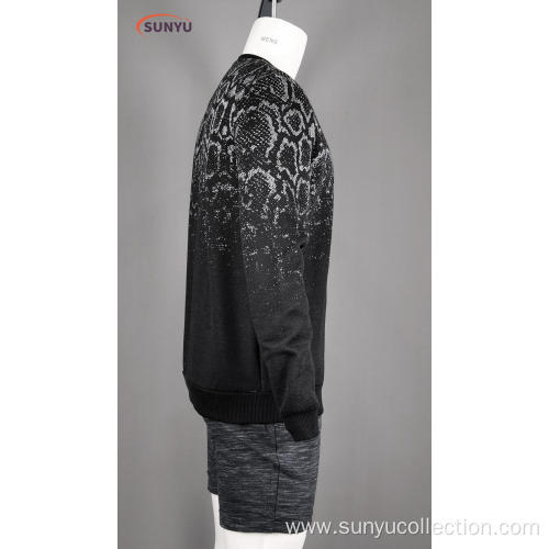 Men's jacquard long sleeve sweatshirt without hood